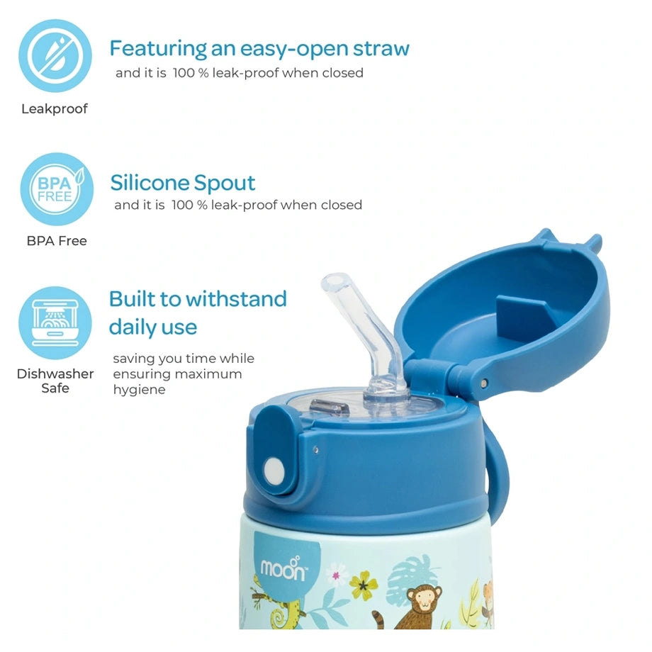 Moon Kids Insulated Water Bottle 350ml (Animal)