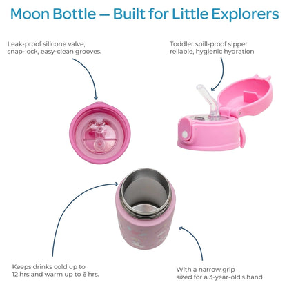 Moon Kids Insulated Sipper Water Bottle 350ml (Unicorn)