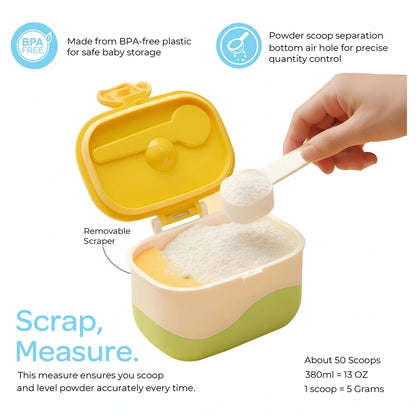 Moon Baby Milk Powder Storage Box Formula Dispenser with Scoop & Fork (Yellow)