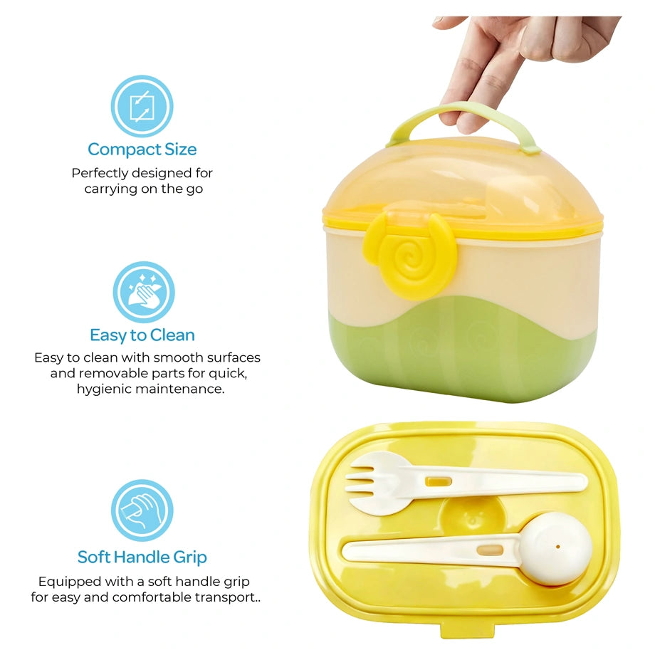 Moon Baby Milk Powder Storage Box Formula Dispenser with Scoop & Fork (Yellow)