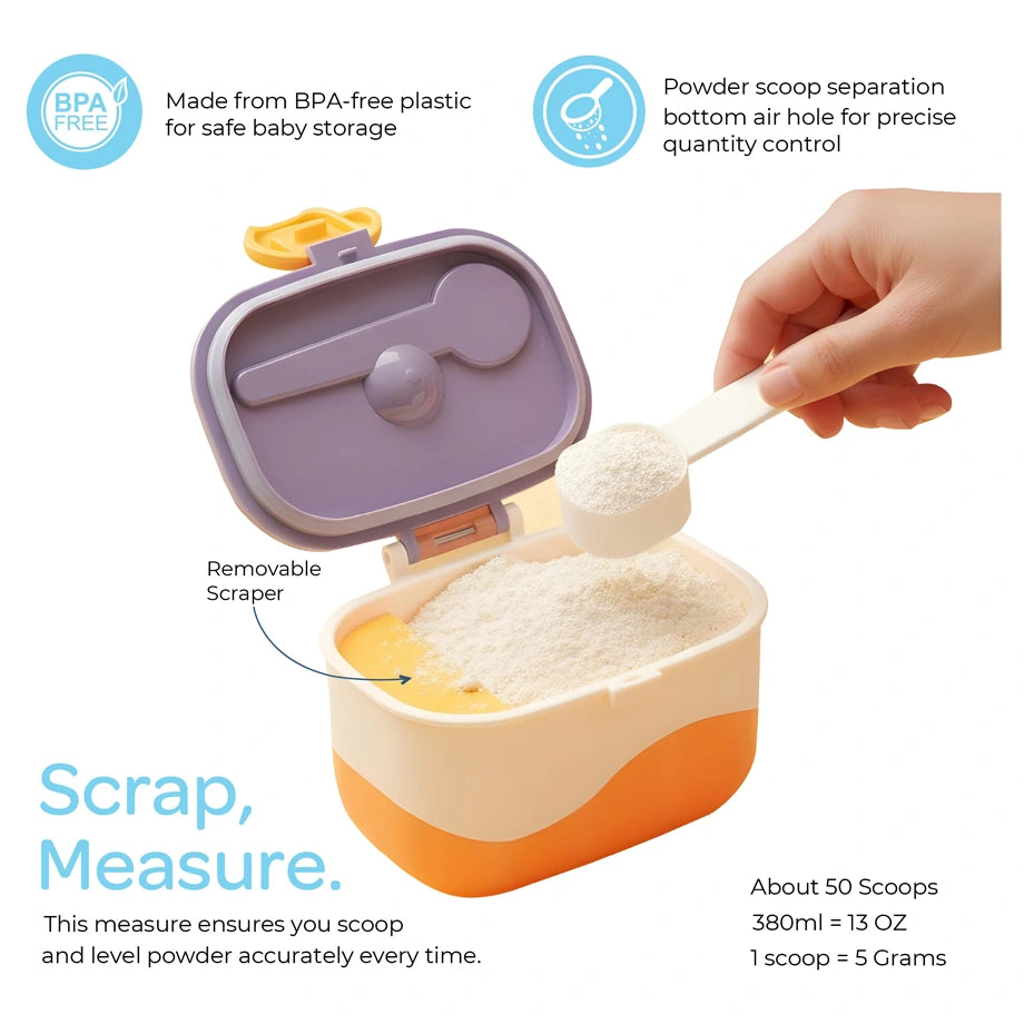 Moon Baby Milk Powder Storage Box Formula Dispenser with Scoop & Fork (Orange)