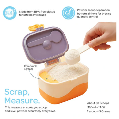 Moon Baby Milk Powder Storage Box Formula Dispenser with Scoop & Fork (Orange)