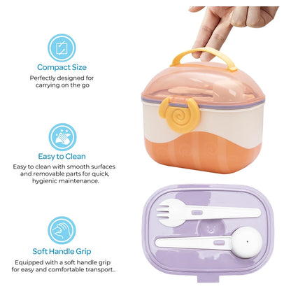 Moon Baby Milk Powder Storage Box Formula Dispenser with Scoop & Fork (Orange)