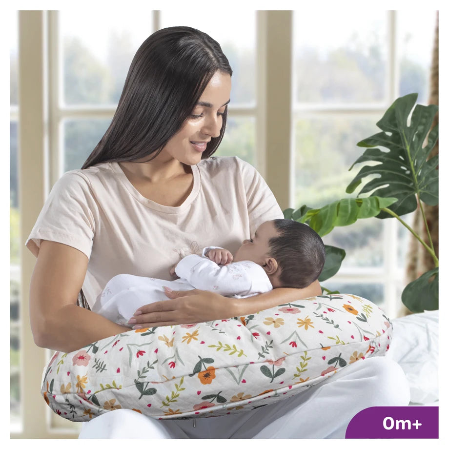 Moon Portable Nursing Support Pillow with Washable Cover (Flowers)
