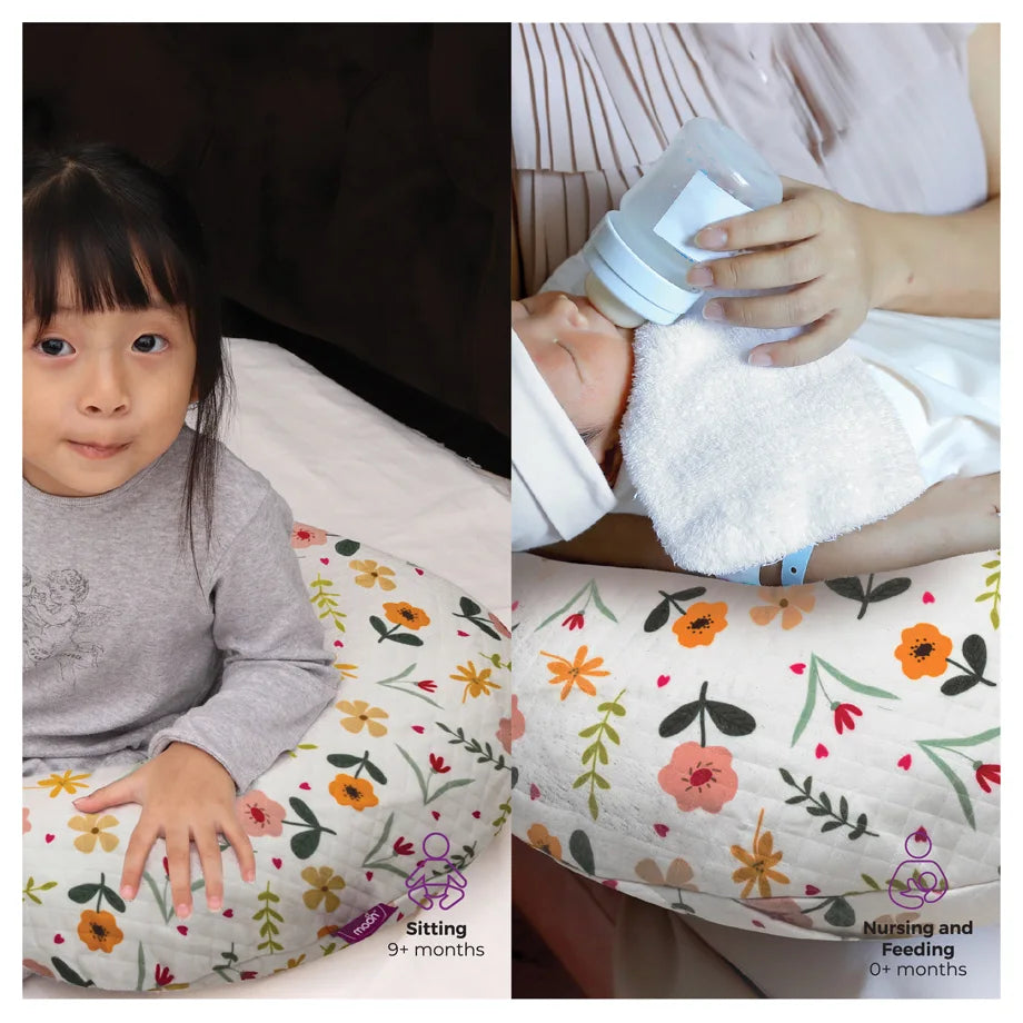 Moon Portable Nursing Support Pillow with Washable Cover (Flowers)