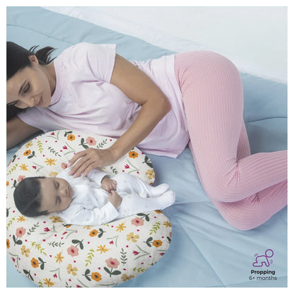 Moon Portable Nursing Support Pillow with Washable Cover (Flowers)