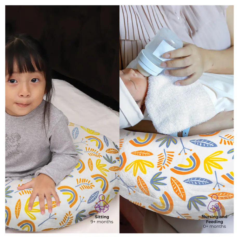 Moon Portable Nursing Breast Feeding Baby Support Pillow Cushion With Washable Zippered Cover-Rainbow