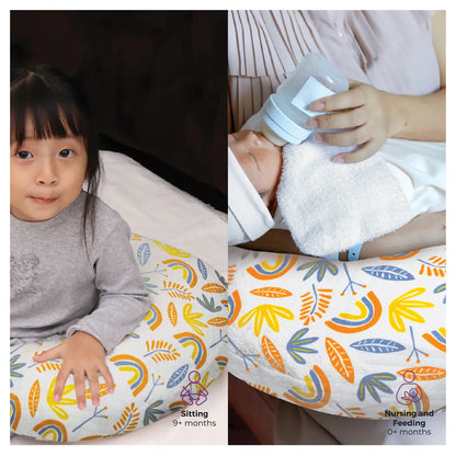 Moon Portable Nursing Breast Feeding Baby Support Pillow Cushion With Washable Zippered Cover-Rainbow