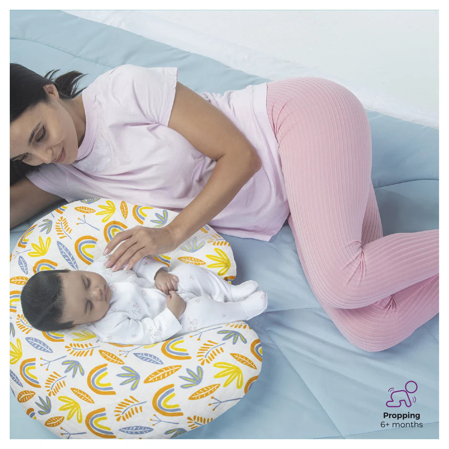 Moon Portable Nursing Breast Feeding Baby Support Pillow Cushion With Washable Zippered Cover-Rainbow