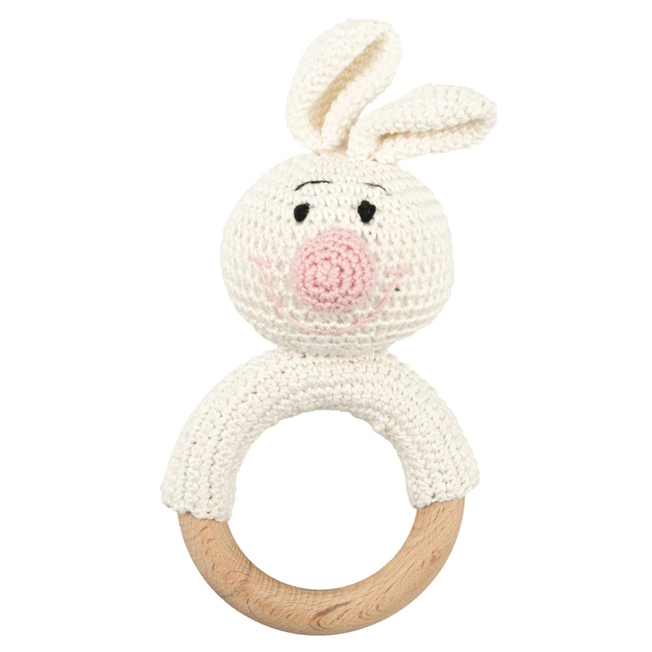 Moon Crochet Ring Rattle Toy (Bunny)
