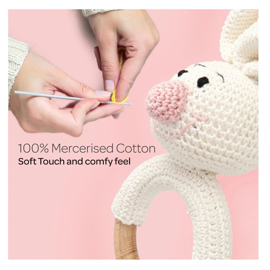 Moon Crochet Ring Rattle Toy (Bunny)