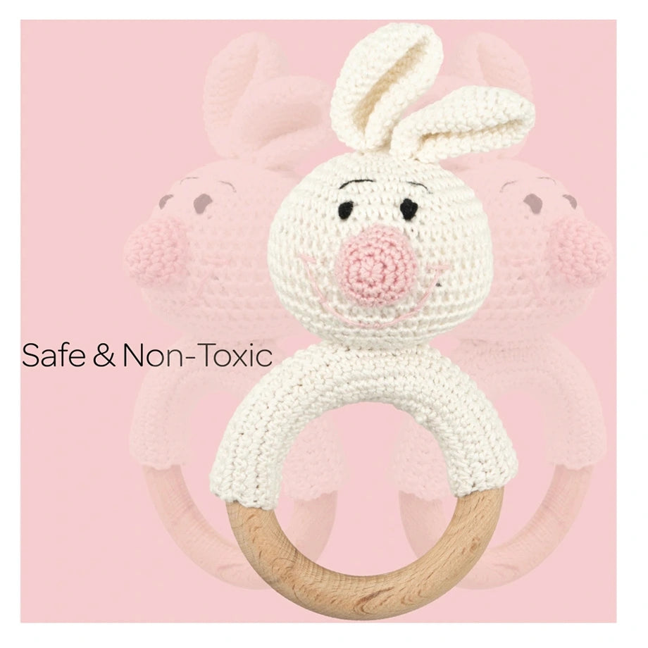 Moon Crochet Ring Rattle Toy (Bunny)