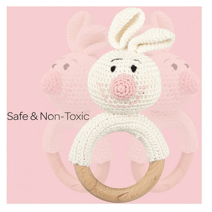 Moon Crochet Ring Rattle Toy (Bunny)