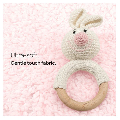 Moon Crochet Ring Rattle Toy (Bunny)