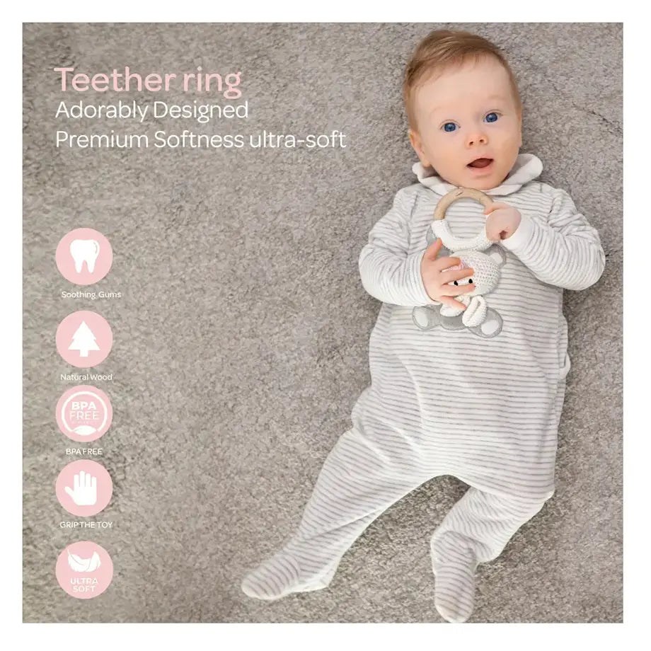 Moon Crochet Ring Rattle Toy (Bunny)