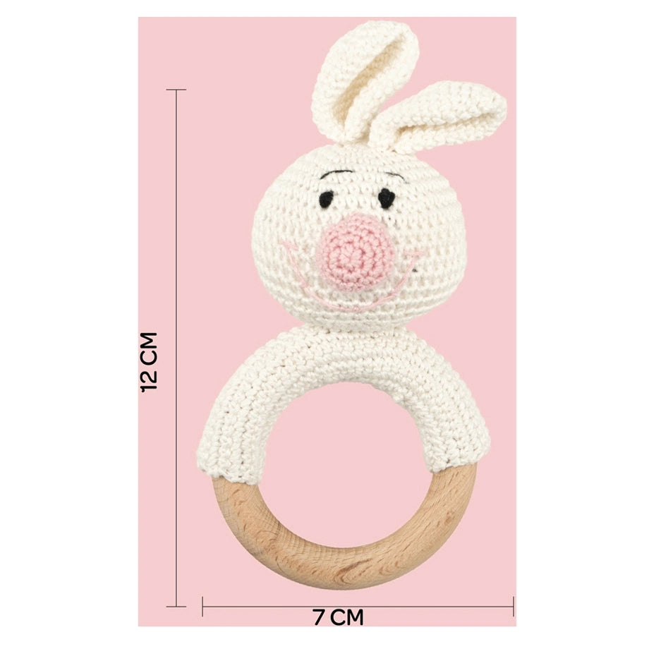 Moon Crochet Ring Rattle Toy (Bunny)