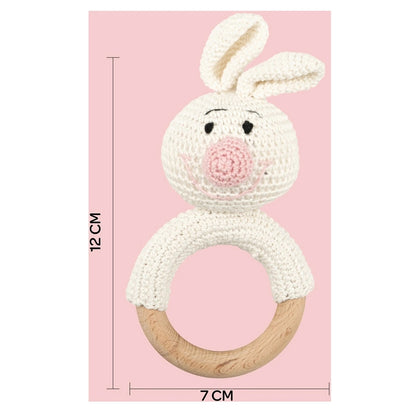 Moon Crochet Ring Rattle Toy (Bunny)