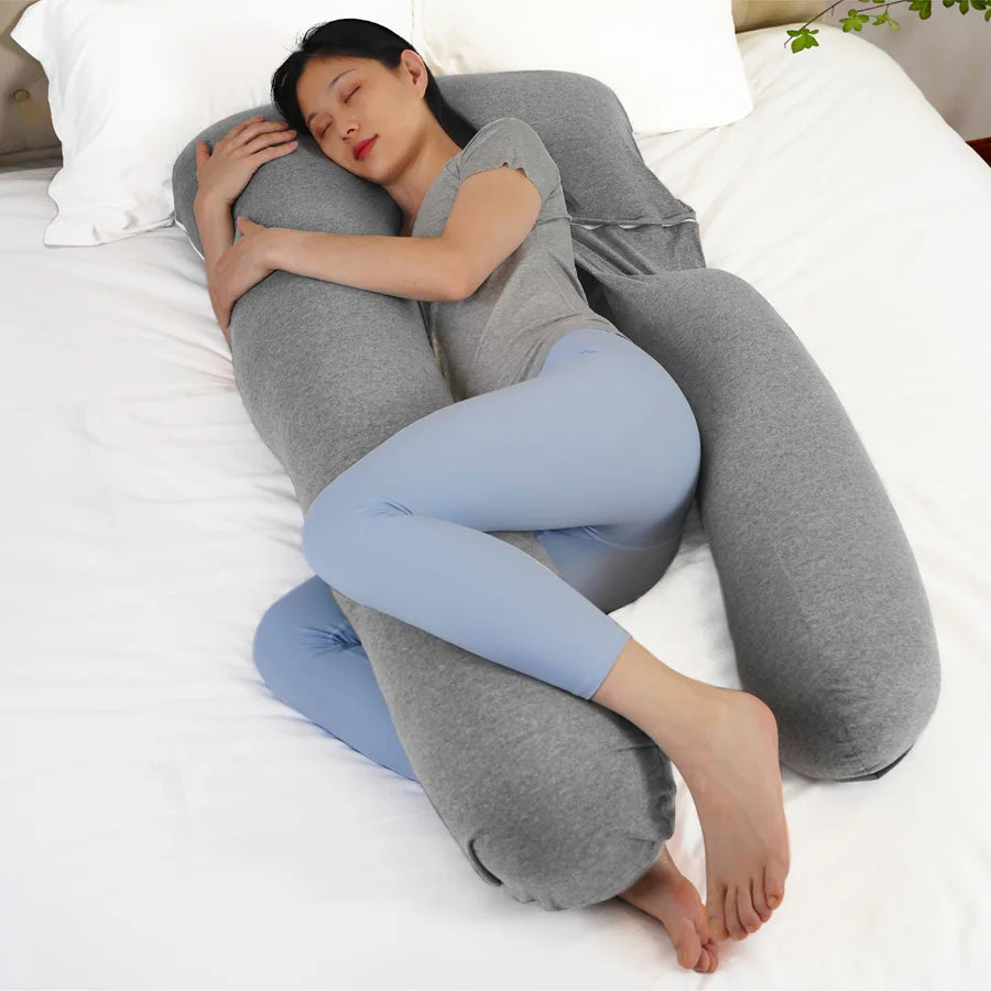 Moon U Shaped Maternity Pillow With Back Support (Light Grey) Moon U Shaped Maternity Pillow With Back Support (Light Grey)