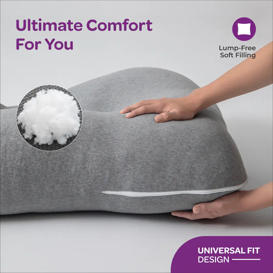 Moon U Shaped Maternity Pillow With Back Support (Light Grey) Moon U Shaped Maternity Pillow With Back Support (Light Grey)