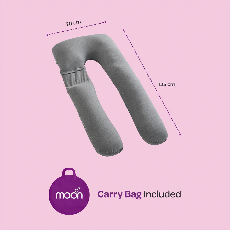 Moon U Shaped Maternity Pillow With Back Support (Light Grey) Moon U Shaped Maternity Pillow With Back Support (Light Grey)