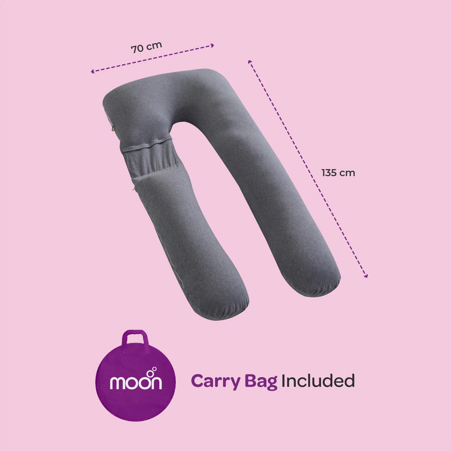 Moon U Shaped Maternity Pillow With Back Support (Grey)