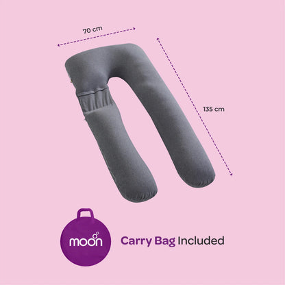 Moon U Shaped Maternity Pillow With Back Support (Grey)