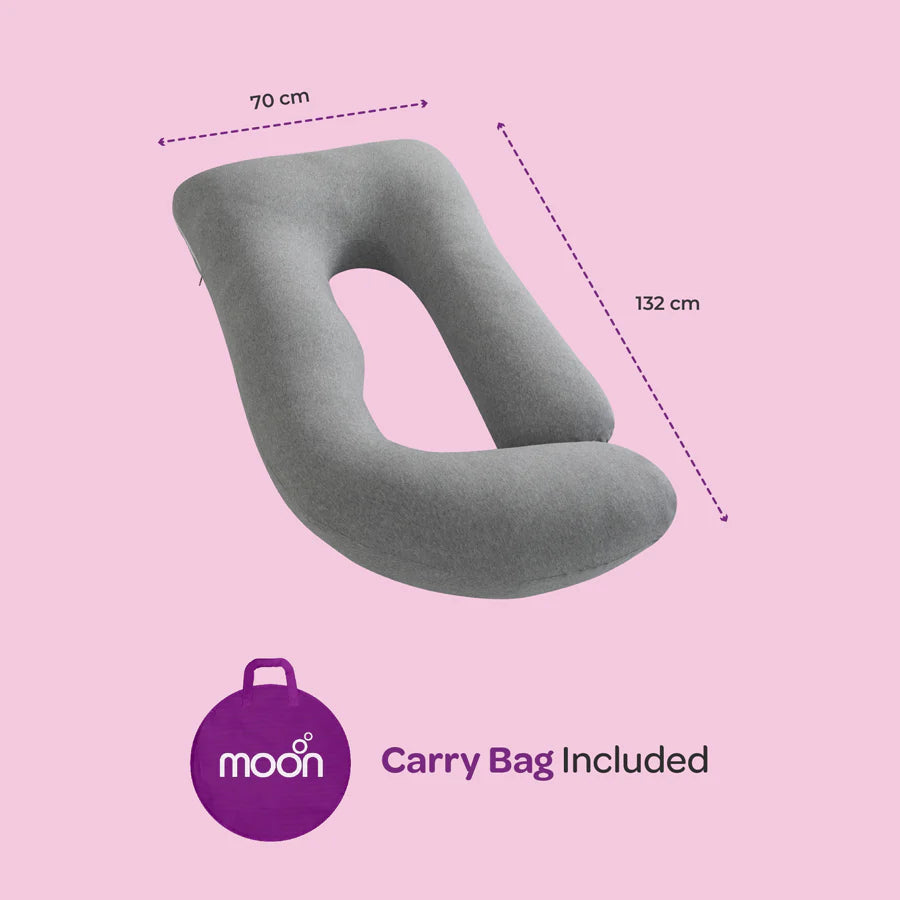 Moon Organic U Shaped Contour Maternity Pillow (Light Grey)
