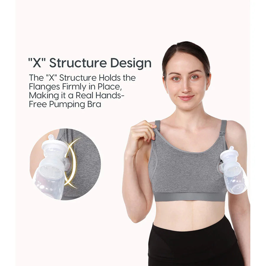 Momcozy 2 in 1 Nursing Bra (M) - Grey