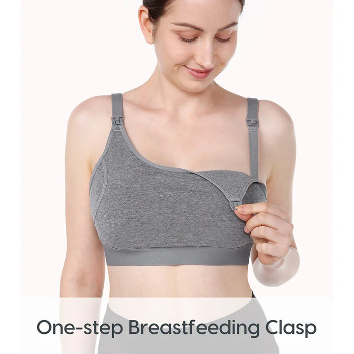 Momcozy 2 in 1 Nursing Bra (M) - Grey