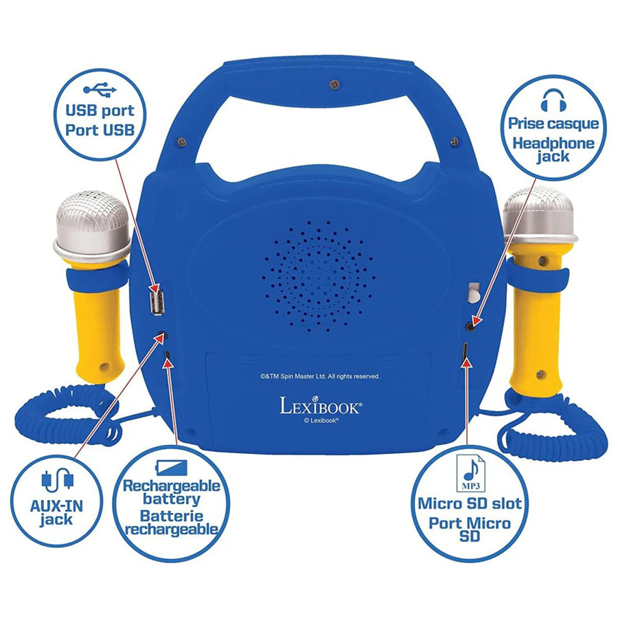 مكبر صوت Lexibook Paw Patrol Bluetooth مع ميكروفون وبطارية قابلة لإعادة الشحن مكبر صوت Lexibook Paw Patrol Bluetooth مع ميكروفون وبطارية قابلة لإعادة الشحن