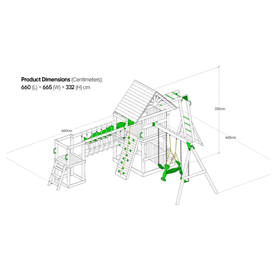 Mountpeak Double Decker Everest Swing Set & Playhouse With Wooden Roof