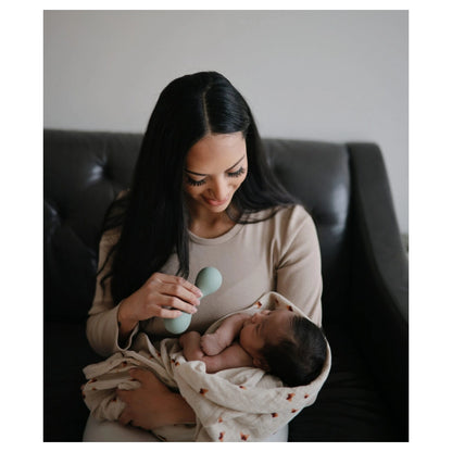 Mushie Silicone Baby Rattle Toy (Cambridge Blue)