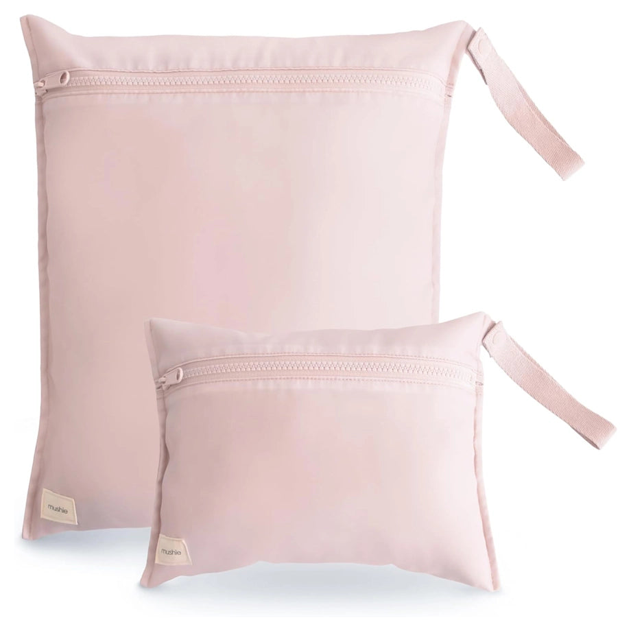 Mushie Water Resistant Wet Bag 2-Pack (Blush)