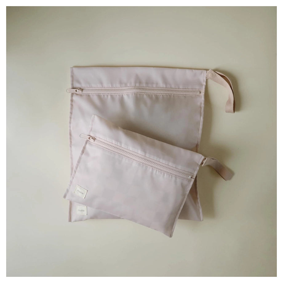 Mushie Water Resistant Wet Bag 2-Pack (Blush)