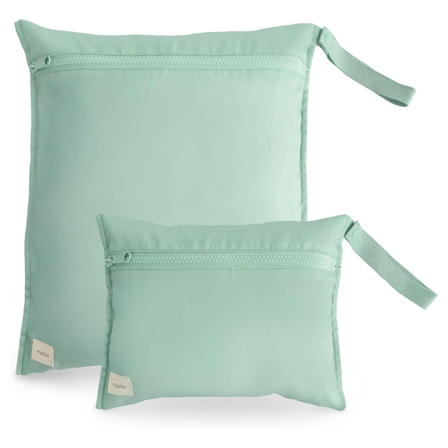 Mushie Water Resistant Wet Bag 2-Pack (Roman Green)