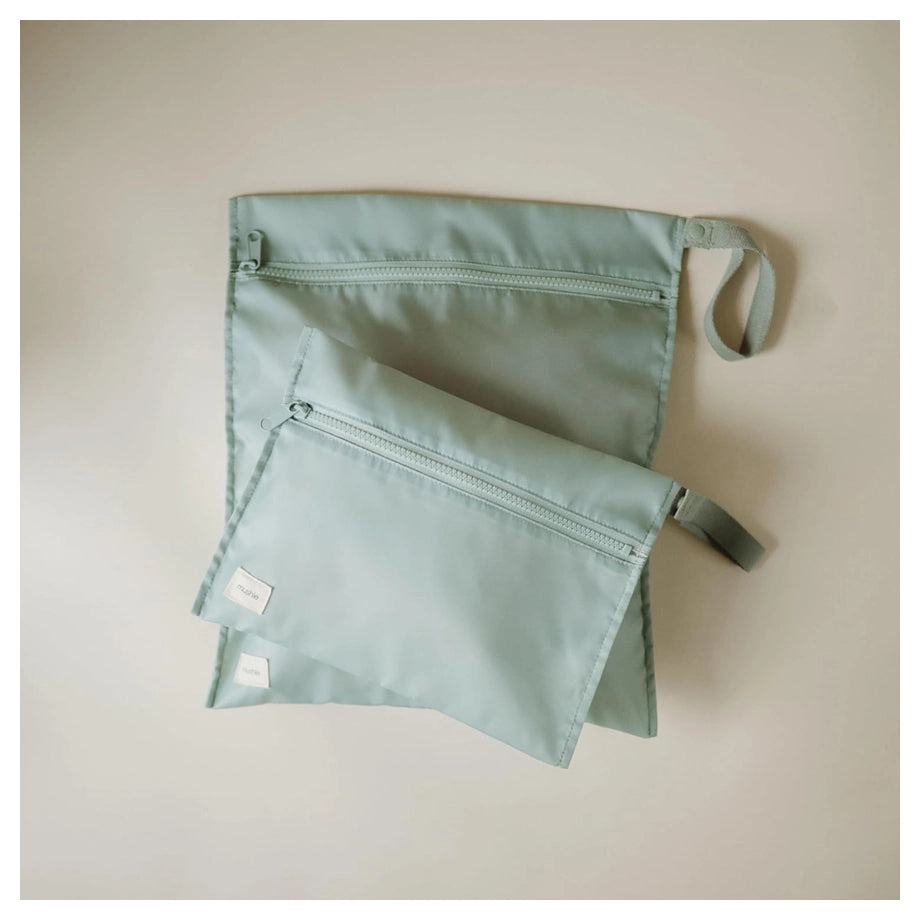 Mushie Water Resistant Wet Bag 2-Pack (Roman Green)