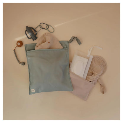 Mushie Water Resistant Wet Bag 2-Pack (Roman Green)