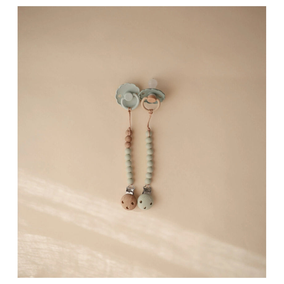Mushie Pacifier Clips Eva (Sage)