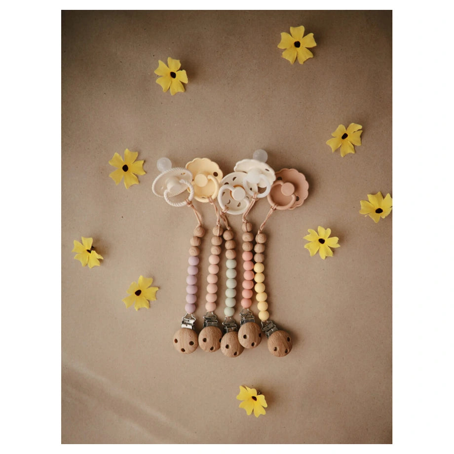 Mushie Pacifier Clips Halo (Ash)