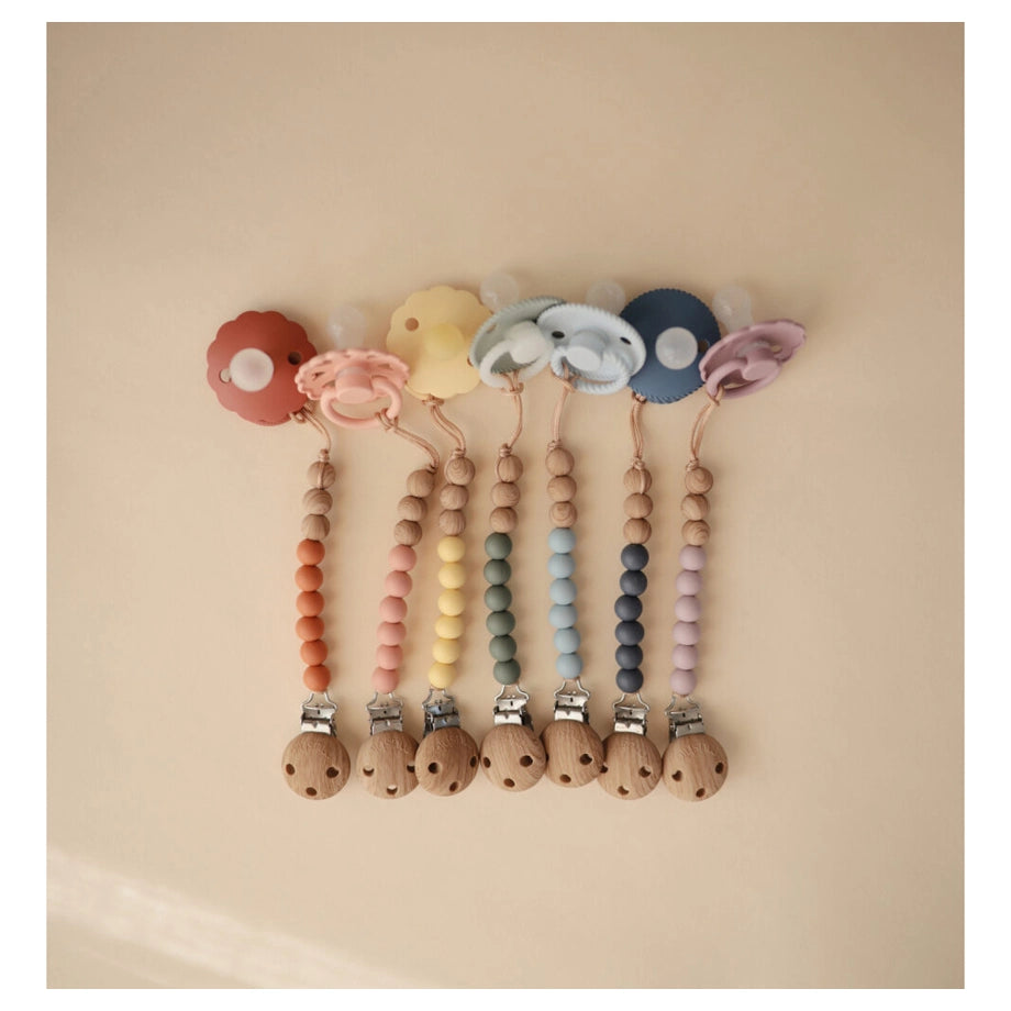 Mushie Pacifier Clips Halo (Ash)