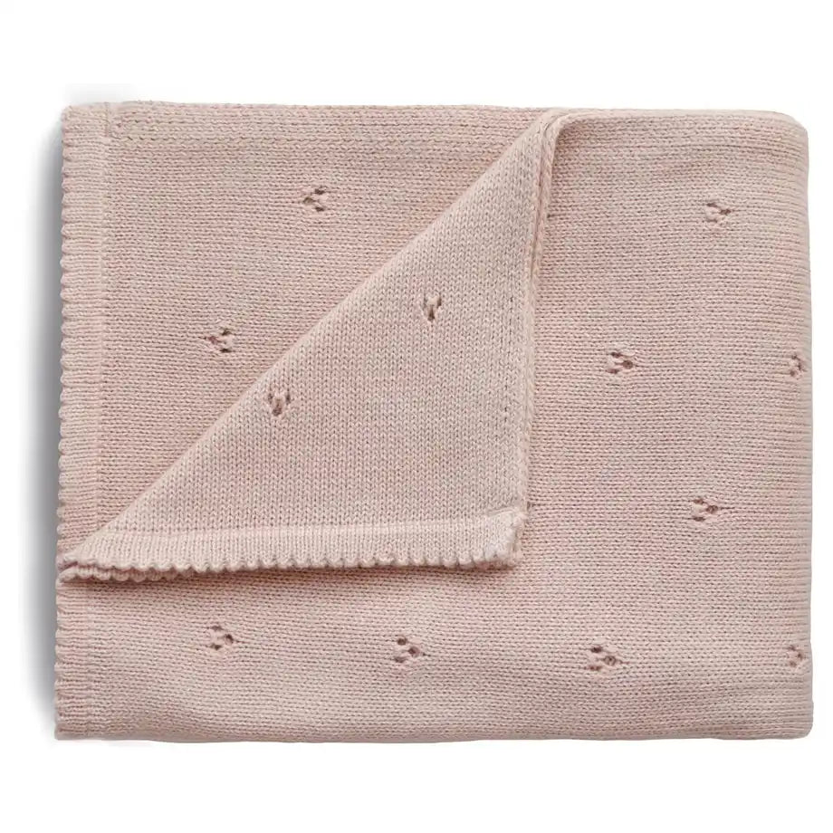 Mushie Knitted Baby Blanket (Pointelle Blush)