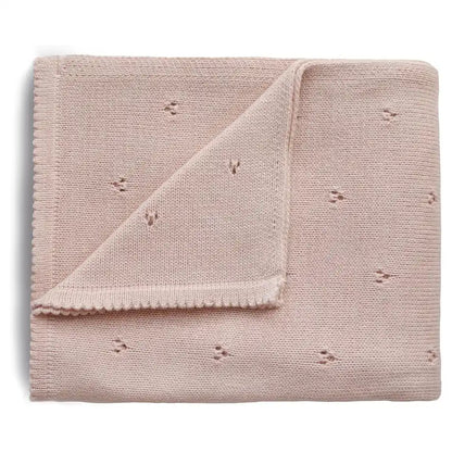 Mushie Knitted Baby Blanket (Pointelle Blush)
