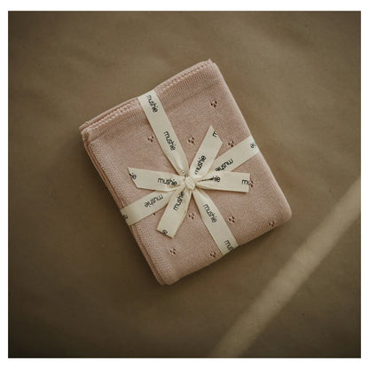 Mushie Knitted Baby Blanket (Pointelle Blush)
