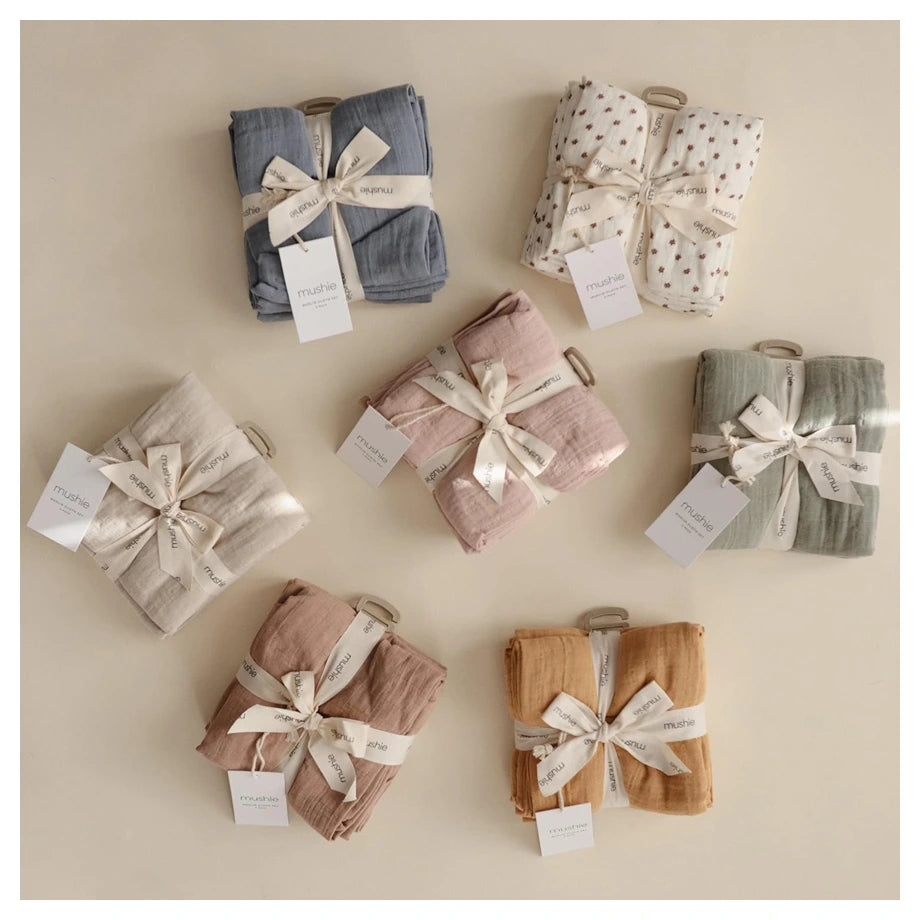 Mushie Muslin Cloth 3-Pack (Blush)
