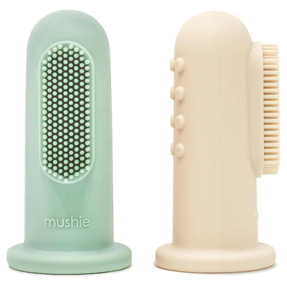 Mushie Finger Toothbrush (Cambridge Blue/Shifting Sand)