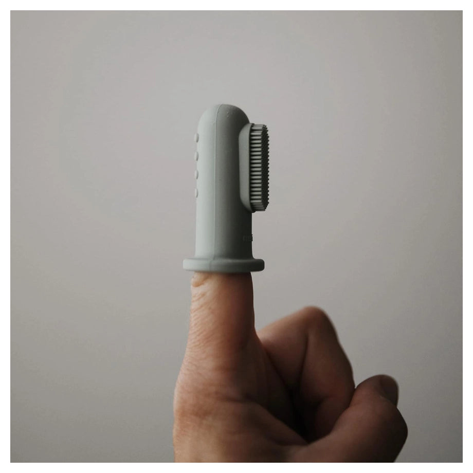 Mushie Finger Toothbrush (Cambridge Blue/Shifting Sand)