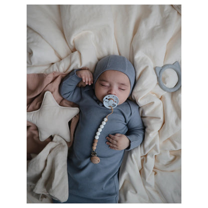 Mushie Ribbed Knotted Baby Gown (Tradewinds)