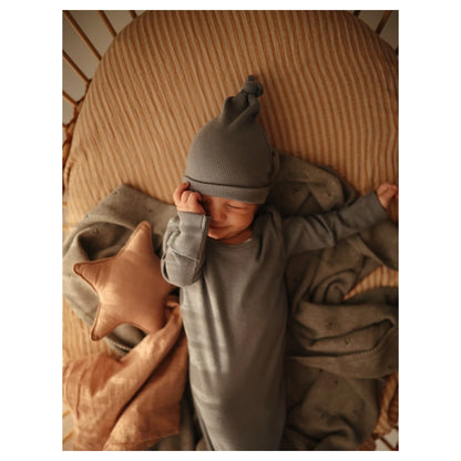 Mushie Ribbed Knotted Baby Gown (Gray Melange)