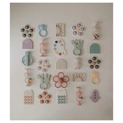 Mushie Flower Press Toy (Rose/Blush/Shifting Sand)