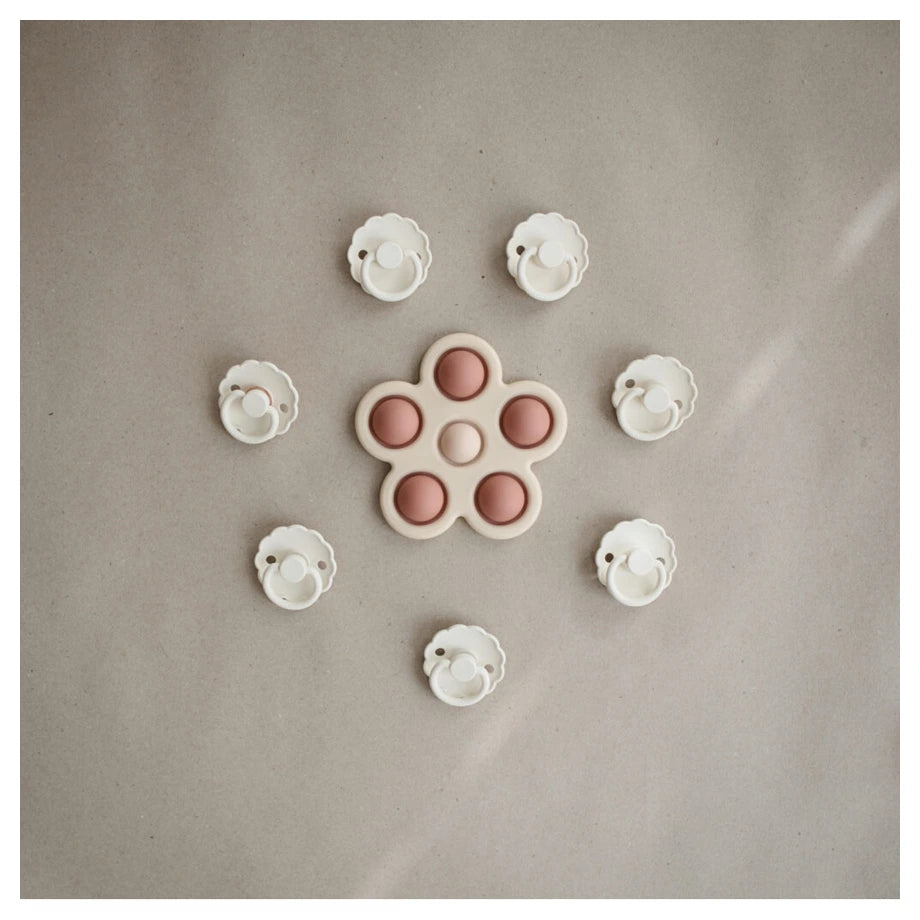 Mushie Flower Press Toy (Rose/Blush/Shifting Sand)